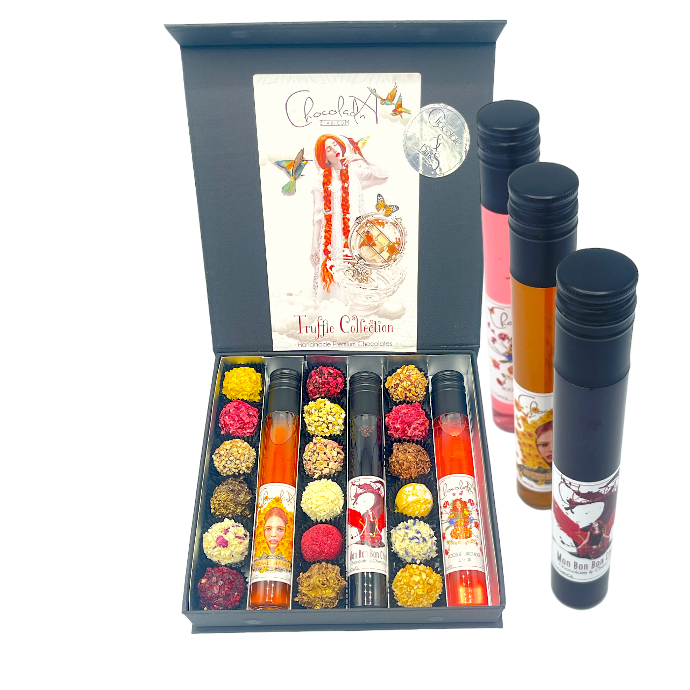 
                  
                    Luxury boxes with Liqueur tubes with the tastiest chocolate and top design
                  
                
